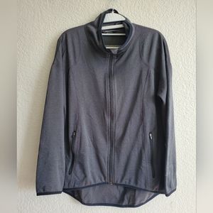 Eddie Bauer Full Zip Collared Dark Gray Fleece Jacket Sweater Size Large